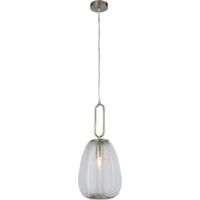Searchlight Elixir Luminaire suspendu en verre nervuré à 1 lumière, verre transparent, nickel satiné