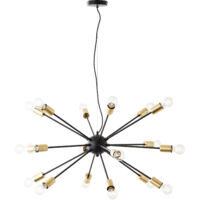 Brilliant Dree suspension 90cm noir mat/laiton métal 18x A60, E27, 40 W, adapté à une lampe normale (non incluse)