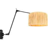 Applique murale Prestige Chic noir avec abat-jour paille - 3795ZW