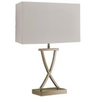 Lampe de table Club, laiton antique, abat-jour rectangulaire plaqué crème