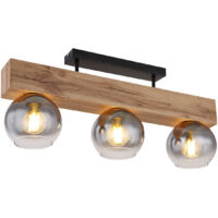 Globo Moitas Barre de spots de plafond en verre fumé noir mat, 3 ampoules E27