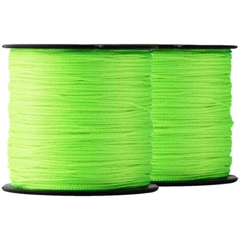 SNURO Corde Polyester Tressée (1 mm x 100 m - verte) - 2 pièces - Corde Fluorescente Verte en Polyester Tressée Robuste pour Toute Utilisation - Résistante aux Intempéries - Cordeau de Maçon - 2 Pièce