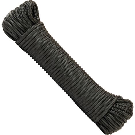 Corde nylon tressée 4mm 20m – Paracorde polyamide résistante à l'abrasion – Charge de rupture 275kg – Pour sécuriser charges lourdes