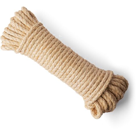 SNURO Corde Sisal (10 mm, 20 m) pour Arbre à Chat ou Griffoir pour Animaux et Décoration - Corde Sisal 100 % Naturel de la Plante Agave - Diamètre 10 mm