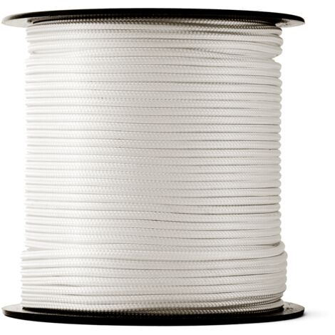 SNURO Corde Nylon Tressée (1mm, 500M, blanc)- Corde de maçon robuste avec un matériau en nylon solide- Résistance à la Rupture 30kg