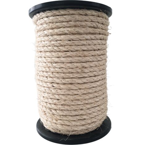 SNURO Corde Sisal (8 mm, 50 m) pour Arbre à Chat ou Griffoir pour Animaux et Décoration - Corde Sisal 100 % Naturel de la Plante Agave - Diamètre 8 mm