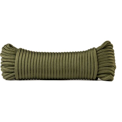 SNURO Corde Polyester Tressée (6mm, 20m, vert militaire) - Polyester tressé - Solide, résistant aux intempéries et polyvalent - Charge de rupture 602kg