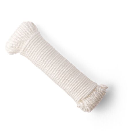 SNURO Corde Nylon Tressée (4 mm, 20 m) - Corde en Polyamide Blanc Solide Résistante à l'Usure - Paracorde Solide - Résistance à la Rupture 275kg