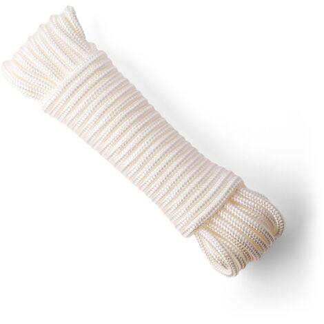 SNURO Corde Nylon Tressée (10 mm, 20 m) - Corde en Polyamide Blanc Solide Résistante à l'Usure - Paracorde Solide - Résistance à la Rupture 1703kg