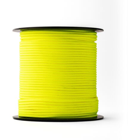 SNURO Corde Nylon Tressée (3 mm, 100 m - jaune) - Corde Fluorescente en Polyamide Tressée Robuste pour N'importe quelle Utilisation - Résistante aux Intempéries - Cordeau de Maçon - Jaune Fluo