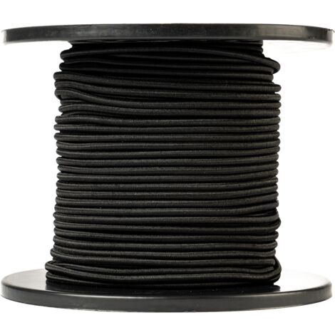SNURO Corde élastique ronde (6mm, 100m, noir) - Qualité professionnelle - Résistante aux intempéries et réutilisable - Charge de rupture 80kg - WLL 40kg