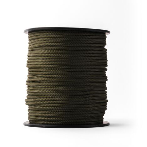 SNURO Corde Polyester Tressée (3 mm x 100 m) - Corde verte en Polyester Tressée Robuste pour N'importe quelle Utilisation - Résistante aux Intempéries - Vert Kaki