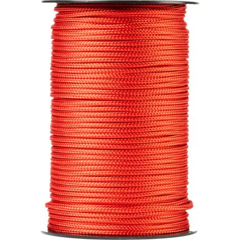 SNURO Corde Polyester Tressée (3mm, 100m, rouge) - Polyester tressé - Solide, résistant aux intempéries et polyvalent - Charge de rupture 153kg