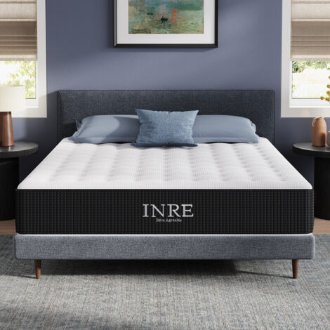 Matelas 160x200 cm INRE, Épaisseur 30 cm, Ressorts Ensachés, Confort Ferme, Solide et Confortable, Certifié Oeko-tex, 7 Zones Différenciées-GZ