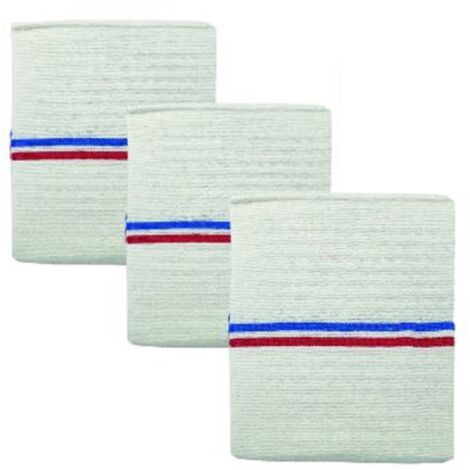 Lot de 3 serpillières gaufrées Blanches FABRIQUÉE en France résistance exceptionnelle- 60x100 découpable en 60x50. Polyvalentes pour Laver, Nettoyer, essuyer, éponger Tous Types de Sol