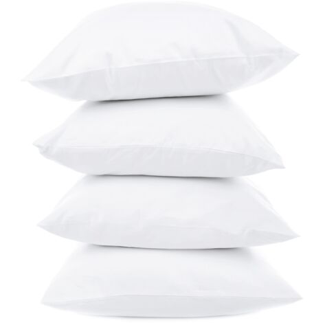 Lot de 4 coussins de garnissage 40 x 40 cm – Fibres textiles siliconées recyclées – Utilisation immédiate sans compression – Coussin canapé blanc