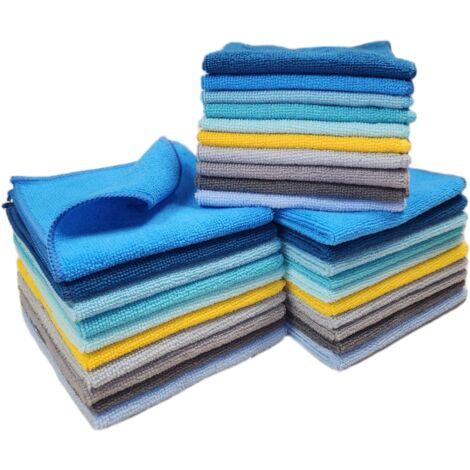 Lot de 30 chiffons de nettoyage en Microfibres, Serviettes en Microfibre super absorbantes, à séchage rapide, non pelucheuses, douces et réutilisables, pour cuisine, voiture, vitre, salle de bain , 30