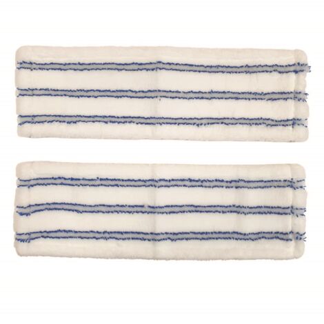 Lot de 2 Housses Plates Microfibres Grattantes, Dimension 44 cm x 14 cm, pour Balai Professionnel Type combiné