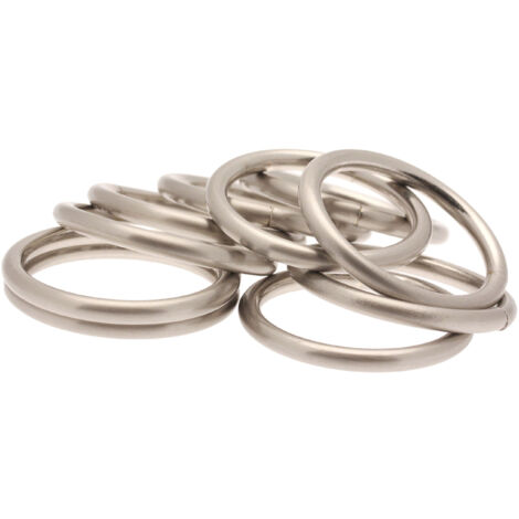 Homemaison – Lot de 10 anneaux pour rideaux en métal argenté – Installation rapide sur barres 16 mm – Conception robuste et élégante - 10pcs