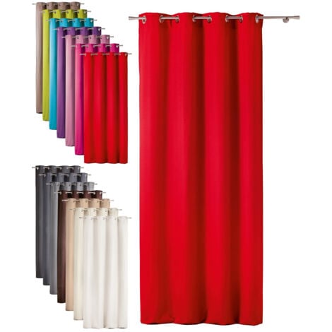 Rideau Occultant Rouge - Polyester - Obscurité Totale