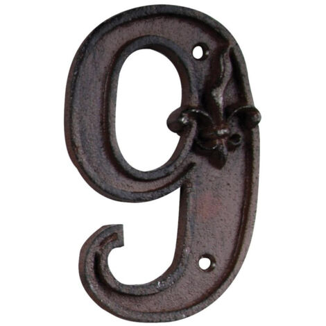 Numéro de maison 9 - Fallen Fruits - Fonte, Fleur de lys