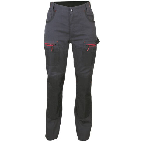 LMA Lebeurre - Pantalon Bicolore avec Poches genouillères et Multipoches - Femme - Olympia - Gris Noir - 1577 taille 52 (1/4)