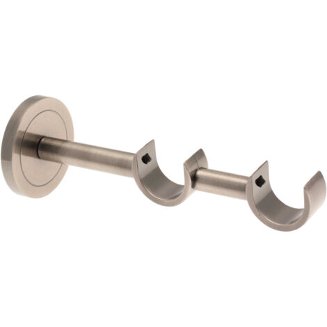Support double pour tringle à rideaux – Métal argent vieilli – Diamètre 28 mm – Dimensions 9,5 cm / 16,5 cm – Installation sans perçage – Ateliers 28