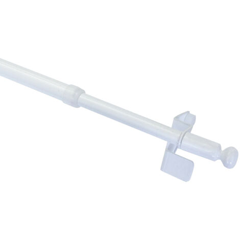 Tringle à rideaux extensible 80-110 cm – Fixation par pression sans perçage – Métal blanc avec embouts boules – Installation rapide – Gardinia
