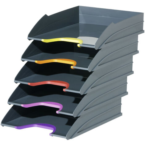 Lot de 5 corbeilles à courrier Durable Varicolor® gris foncé (1/3)