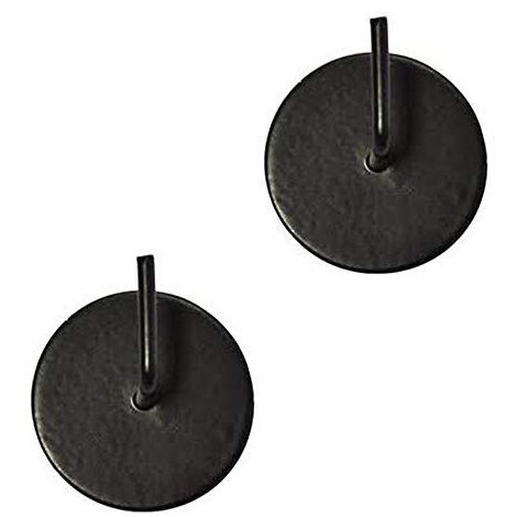 2 Support adhésif rond - Métal - Noir laqué