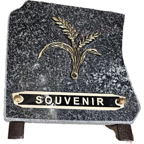 Plaque funéraire souvenir épi de blé - Granit noir