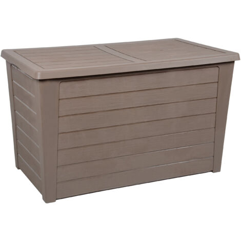 Coffre De Jardin BAYA 160L EDA - Décor Bois Anthracite - Rangement Étanche Pour Extérieur - 72,5x54,2x51 Cm