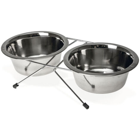 Duo Diner Karlie : Mangeoire Double Acier Inox (1/3)