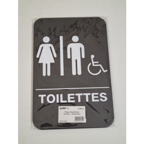 ELAMI - Plaque Toilettes Mixtes PVC Noir & Blanc - 20x30 cm (1/2)
