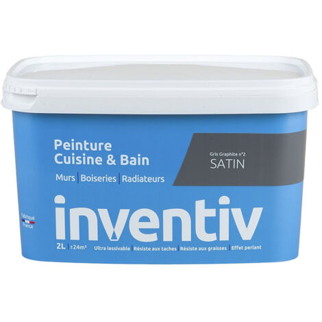 Peinture Cuisine & Bain Gris Graphite Satin 2L - INVENTIV