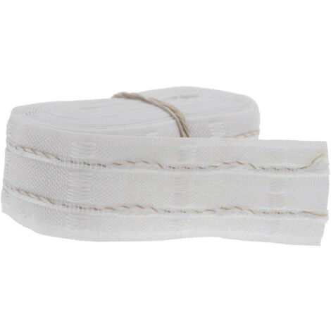 Ruban Fronceur Pour Rideaux - 6 Mètres (2 Coupons De 3m) - Blanc - Neuf