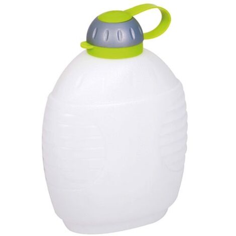 EDA – Gourde 1L en plastique gris perle – Dimensions 13,5x7x20cm – Conception ergonomique pour activités sportives – Couleur anis - EDA 1 L (1/2)