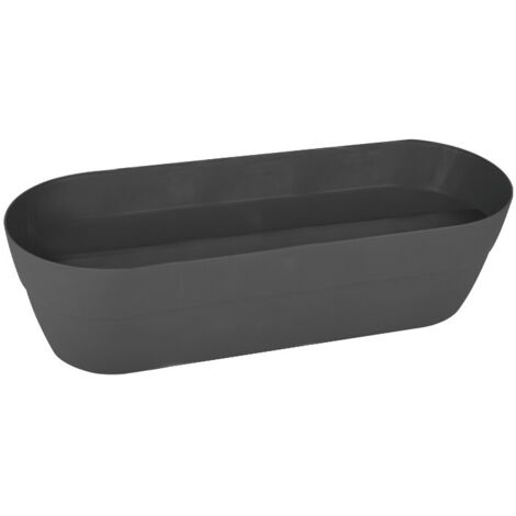 EDA – Jardinière ovale Cancun 80 cm – Polypropylène gris anthracite – Dimensions 76 x 29,5 x 25,9 cm – Contenance 38 L – Pour fleurs et herbes aromatiques (1/10)