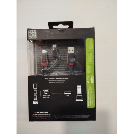 MONSTER - Câble 2-en-1 Connect2™ - Micro USB + Mini USB - 1m - Charge rapide et durable - Voir photos (1/2)
