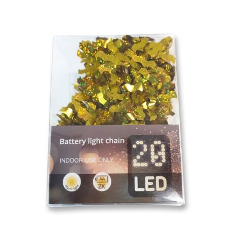 Guirlande lumineuse 20 LED - Blanc chaud - Design doré holographique - Usage intérieur - Voir photos (1/2)