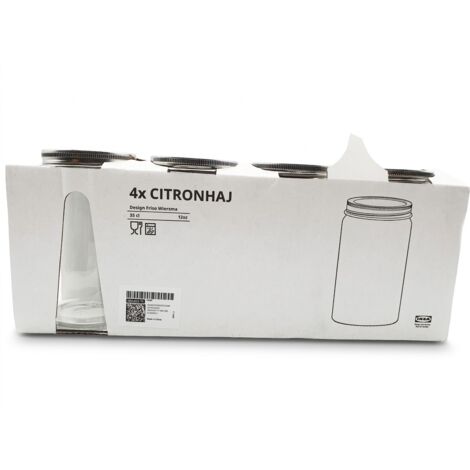[Lot de 4] - IKEA - Bocaux à épices CITRONHAJ - 35cl verre et métal - Design Friso Wiersma - Compatible lave-vaisselle - Voir photos