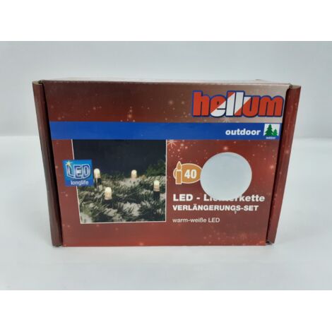 HELLUM - LED Lichterkette VERLÄNGERUNGS-SET - Chaîne Lumineuse LED d'Extension - 40 LED Blanc Chaud - 4,10 m - Extensible jusqu'à 1000 Points Lumineux - IP44 - Usage Extérieur - LED Longlife - Voir ph (1/3)
