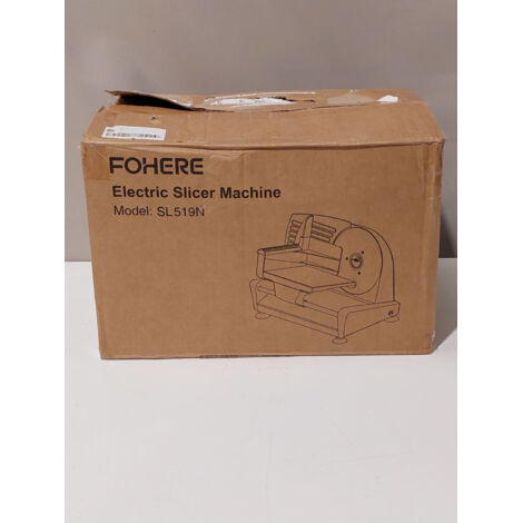 FOHERE - Trancheuse électrique - Modèle SL519N - 4.7kg - Idéal charcuterie et pain - Emballage légèrement abîmé - Voir photos