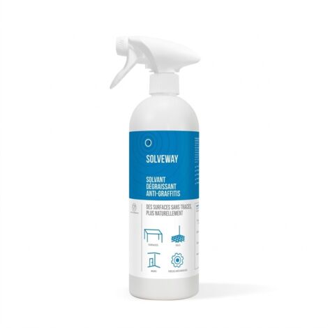 SOLVEWAY - Solvant dégraissant anti-graffitis - 750mL - Origine végétale et pH neutre - PRÊT À L’EMPLOI - pH 2.9 - Élimine toutes les traces - Dégraisse efficacement -Sécuritaire et écologique - Voir (1/5)
