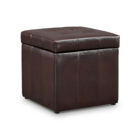 Pouf coffre de rangement SERAFINO en simili - Marron