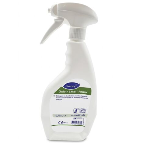DIVERSEY - Oxivir Excel Foam - Détergent Désinfectant 0.75L - Dispositifs Médicaux & Surfaces - Bactéricide, Fongicide, Virucide - Temps de Contact Rapide - Usage Professionnel - Voir photos pour déta