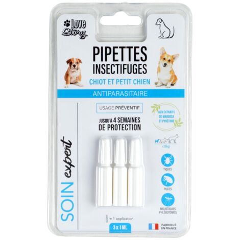 Love Story, Set de 3 Pipettes Insectifuges Préventif Petit Chien/Chiot Soin Expert 1Ml (1/2)