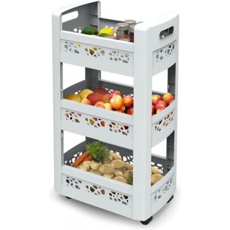 EDA - Resserre MOBILO - 3 Bacs de Rangement 11 L - Étagère Réglable - 4 roulettes Multidirectionnelles - Blanc - 45 x 29 x 79 cm (1/5)