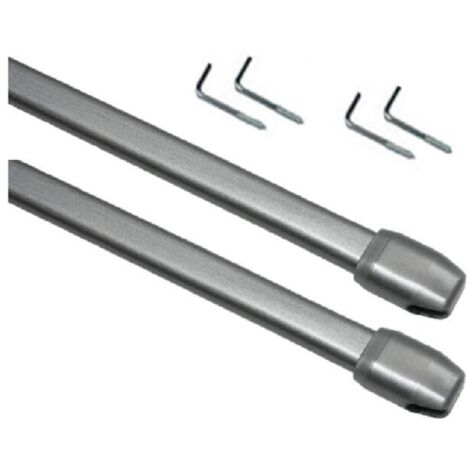 ATELIERS 28 Tringles de vitrage Extensibles - Plate/Ovale - Métal - Lot de 2 80 x 110 cm Gris (1/5)