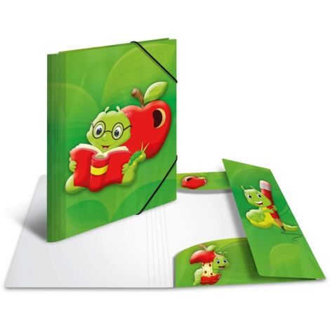 HERMA 19437 Kids Fritz der Wurm Chemise en plastique solide avec rabats intérieurs imprimés Format A4 (1/5)